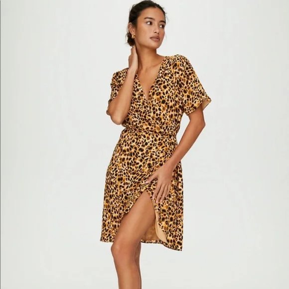 Babaton Dresses & Skirts - Babaton Aritzia Wallace Leopard Dress Size Large